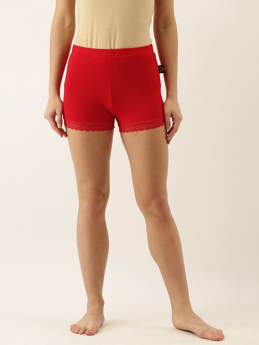 zebu Women Red Solid Lounge Shorts Price in India