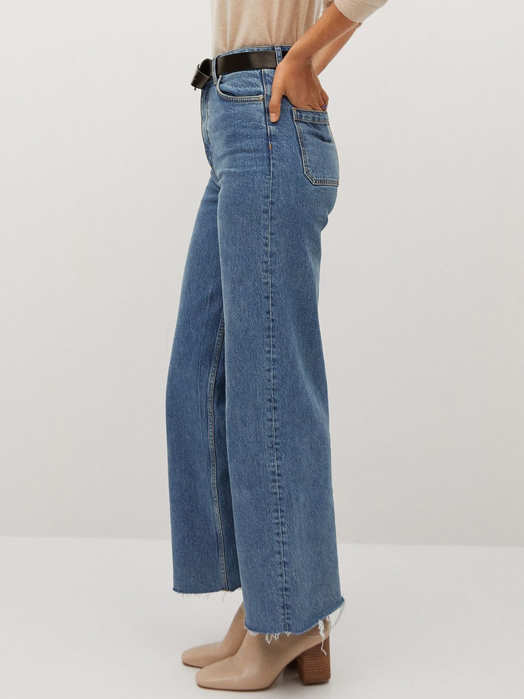 Blue Sustainable Eco-Wash Flared High-Rise Clean Look Stretchable Jeans