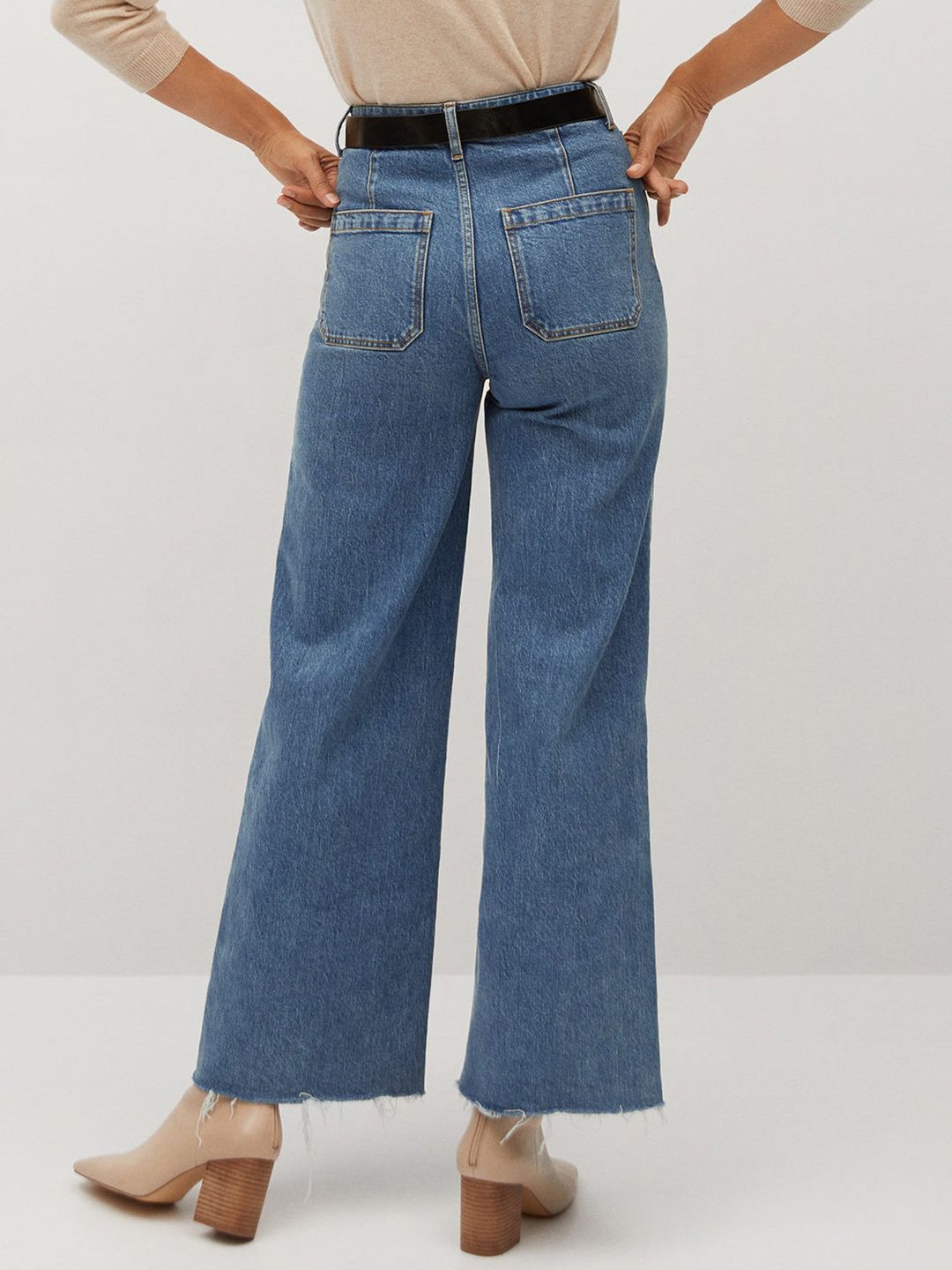 Blue Sustainable Eco-Wash Flared High-Rise Clean Look Stretchable Jeans