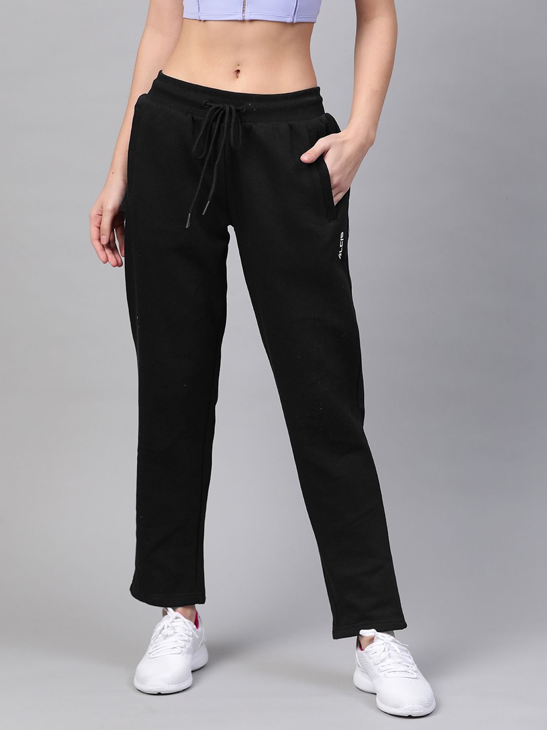 Alcis Women Black Solid Track Pants Price in India