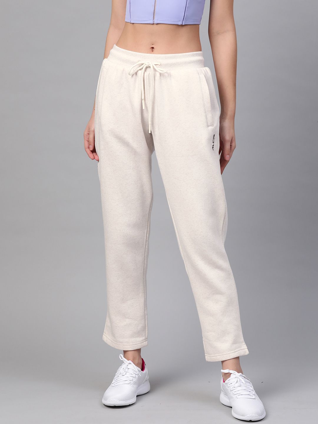 Alcis Women Off-White Solid Track Pants Price in India