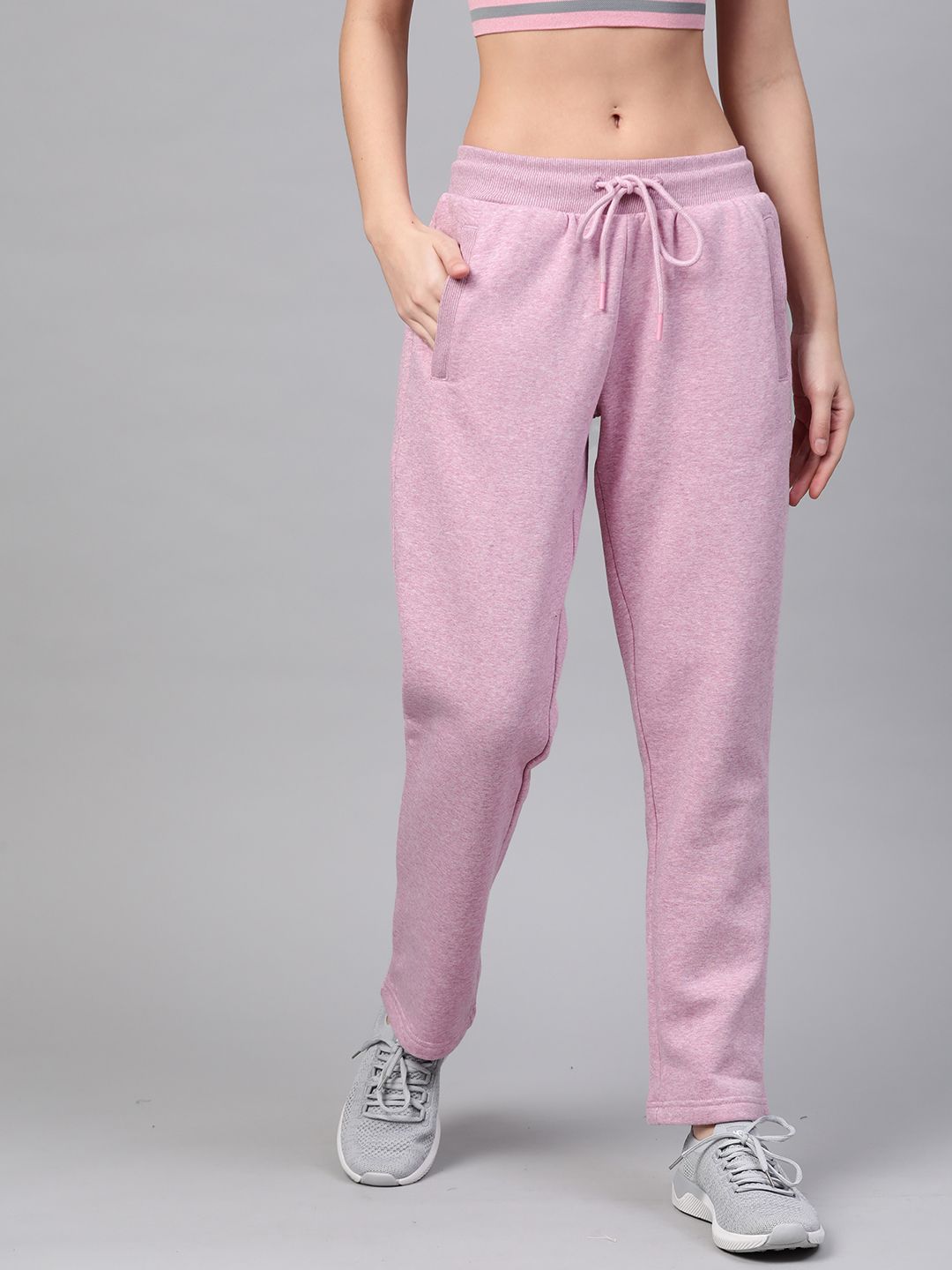Alcis Women Pink Solid Track Pants Price in India