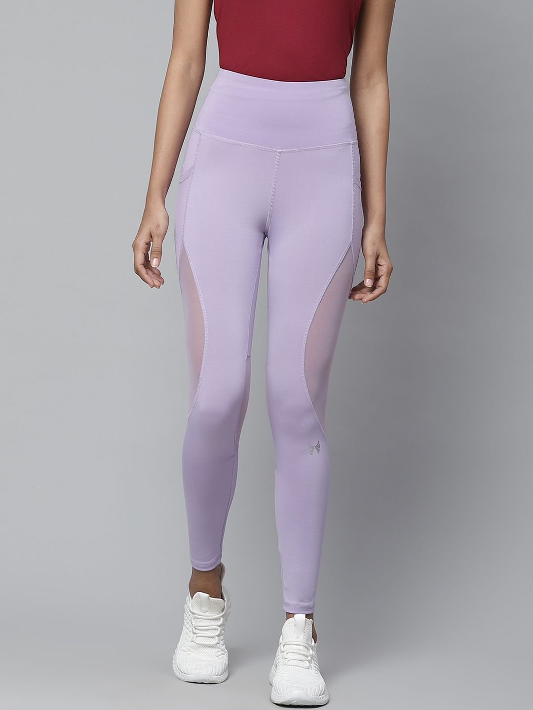 skyria Women Lavender Mesh Panelled Training Tights Price in India