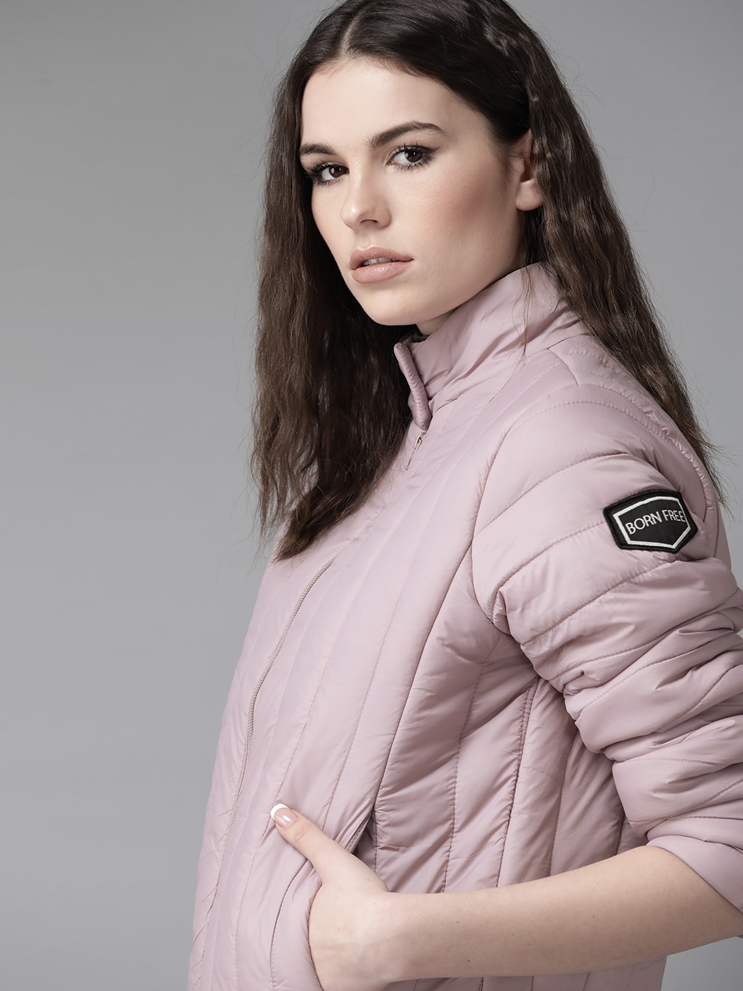 Roadster Women Lavender Solid Padded Jacket Price in India