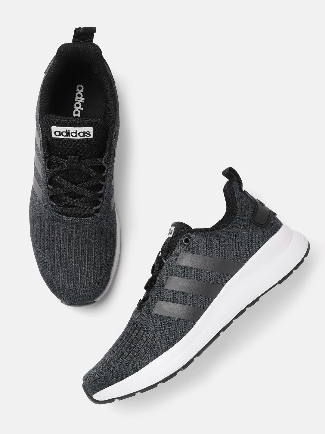 ADIDAS Men Charcoal Grey Woven Design Beamers Running Shoes