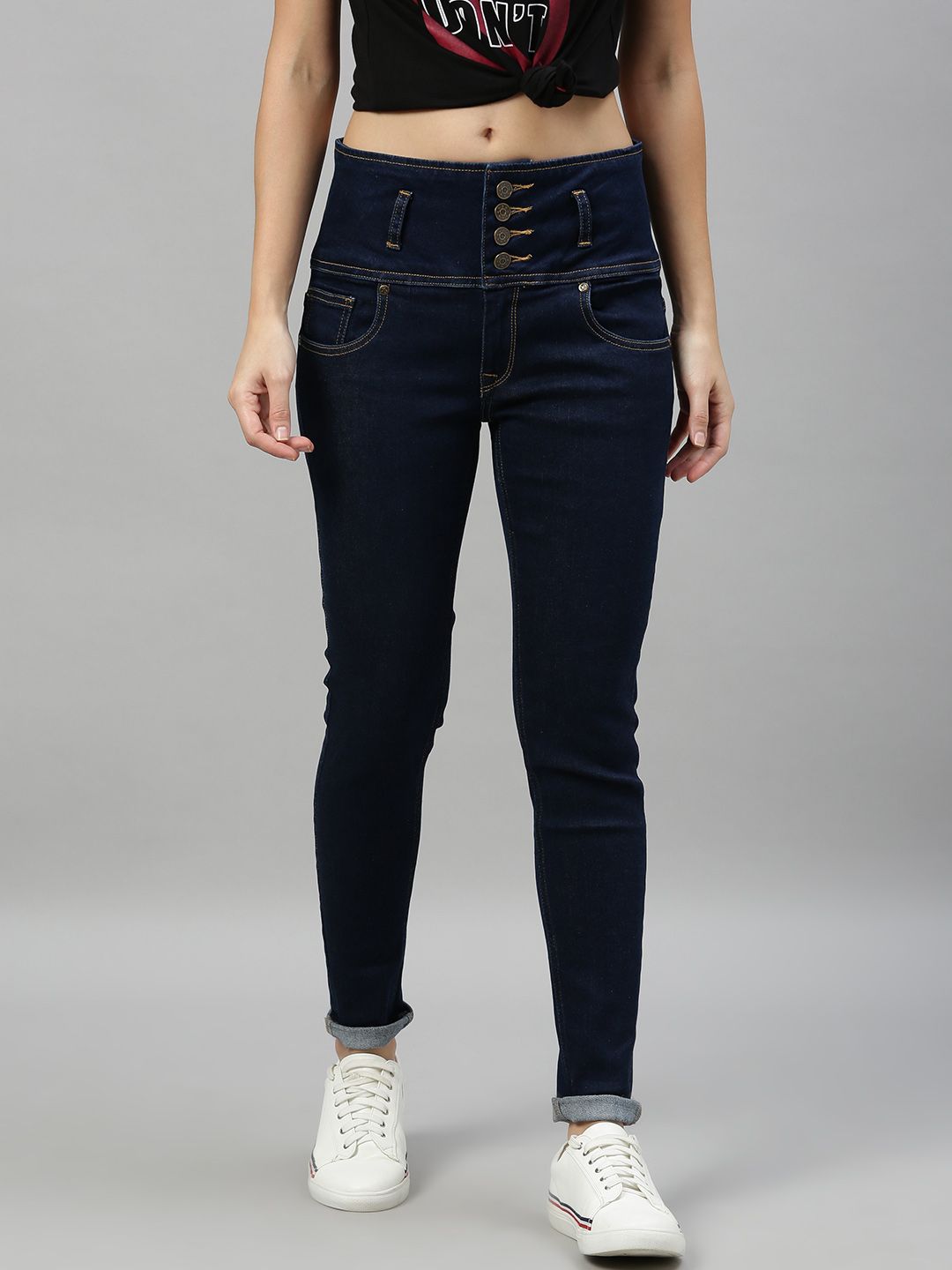 Enviously Young Women Blue Slim Fit High-Rise Clean Look Stretchable Jeans Price in India