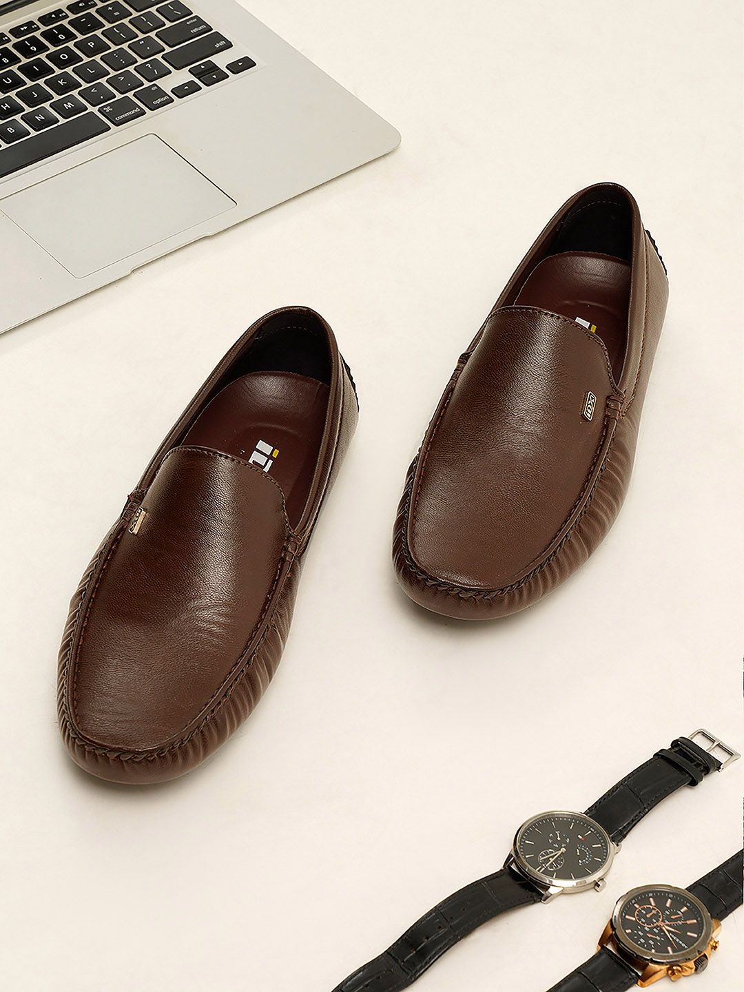 iD Men Brown Slip On Casual Loafers