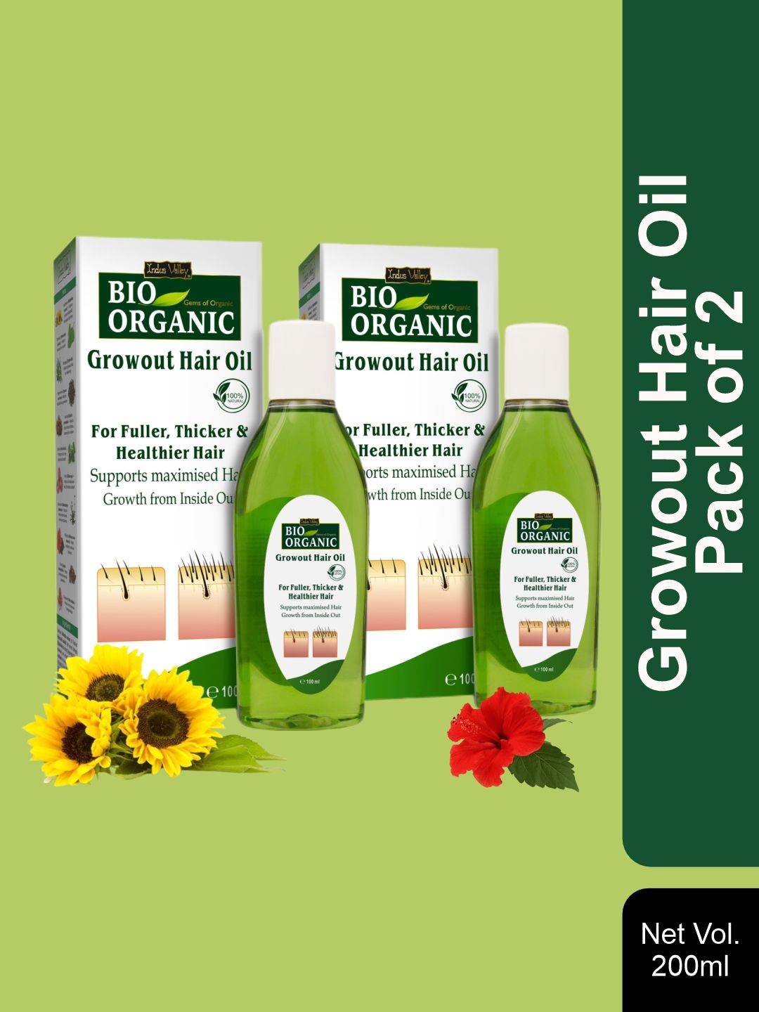 Indus Valley Pack of 2 Bio Organic Growout Oil - 100 ml each