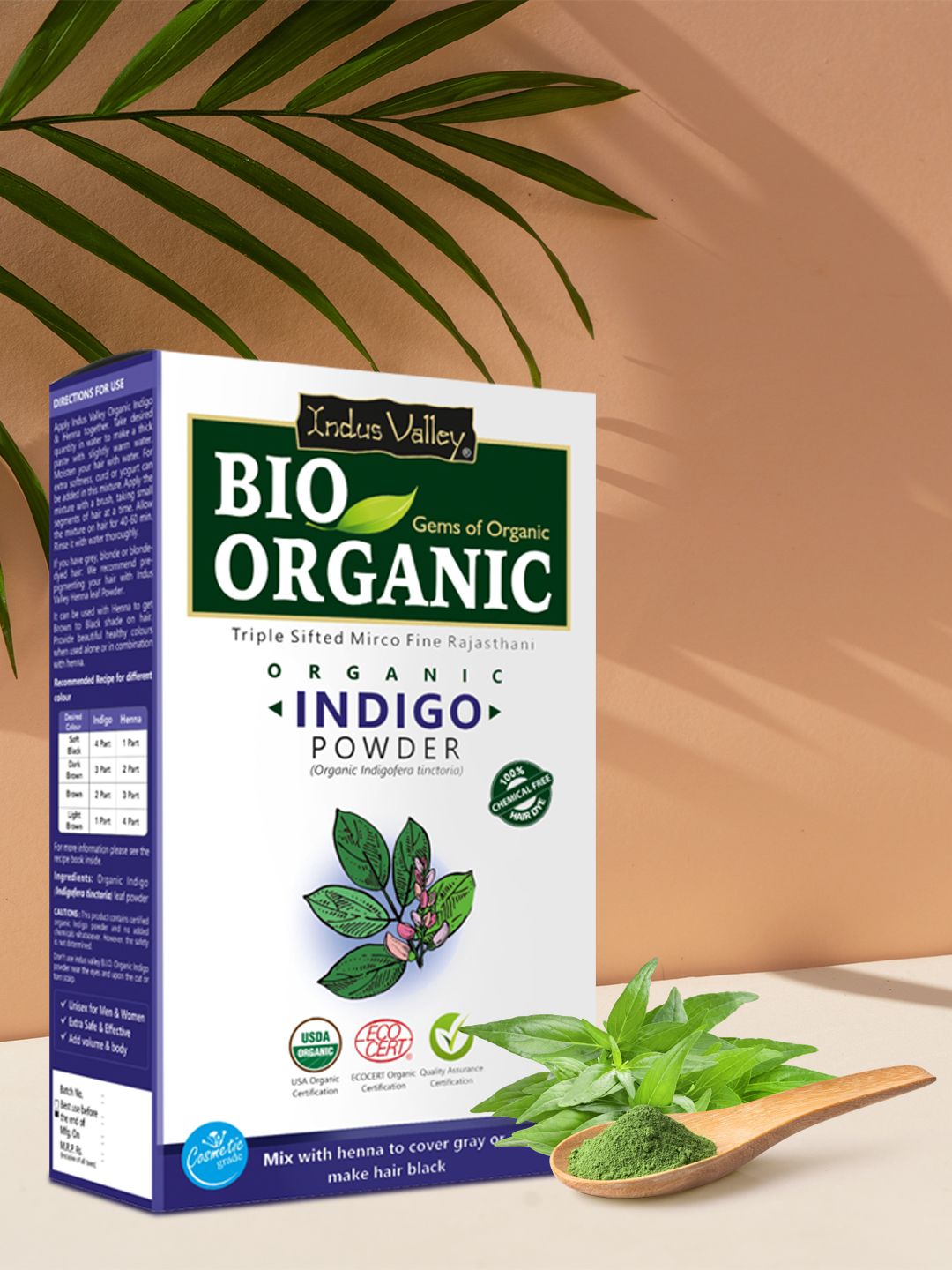 Indus Valley Pack of 2 Bio Organic Indigo Leaf Powder for Hair - 100 g each Price in India