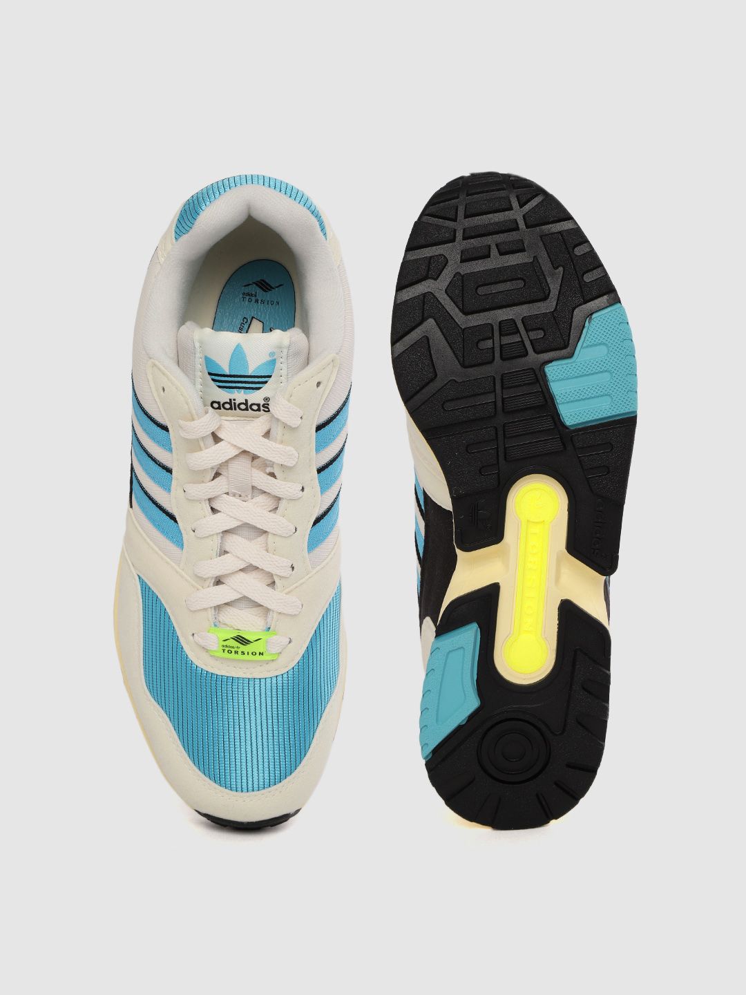 Buy ADIDAS Originals Men Off-White & Blue Colourblocked ZX 100 C