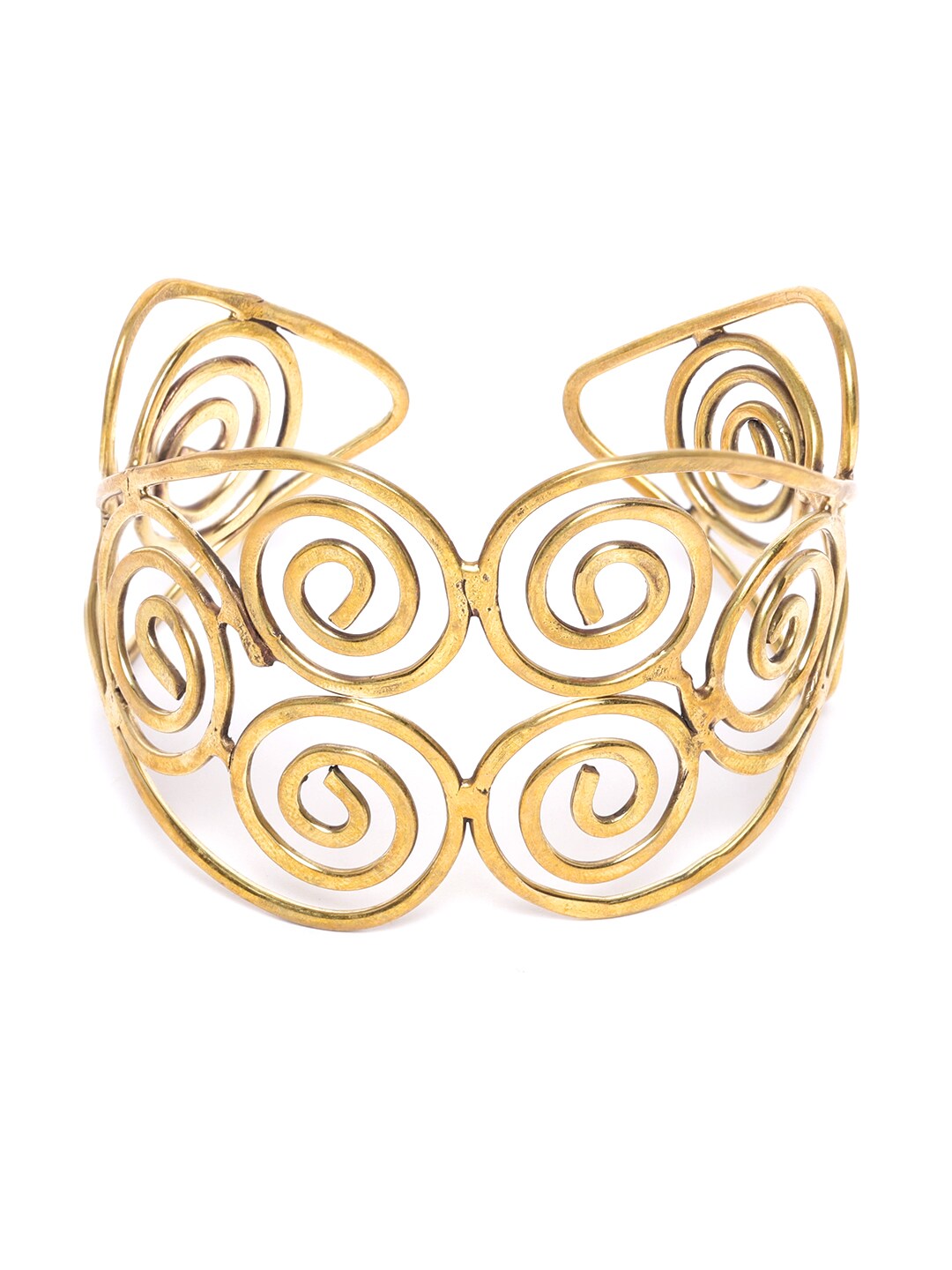 DIVA WALK EXCLUSIVE Antique Gold-Plated Spiral-Shaped Handcrafted Cuff Bracelet Price in India