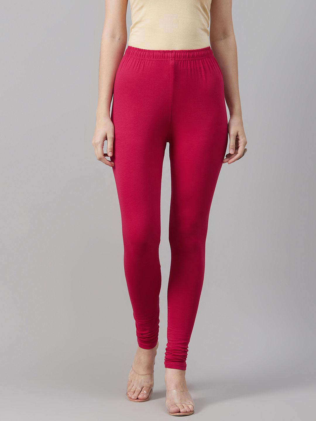 Biba Women Fuschia Solid Churidar Length Leggings Price in India