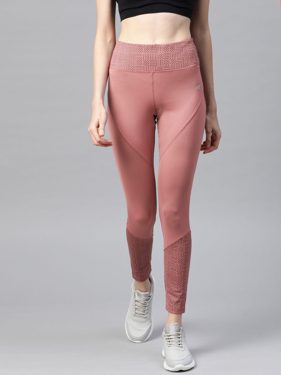 Alcis Women Dusty Pink Solid Cropped Tights Price in India