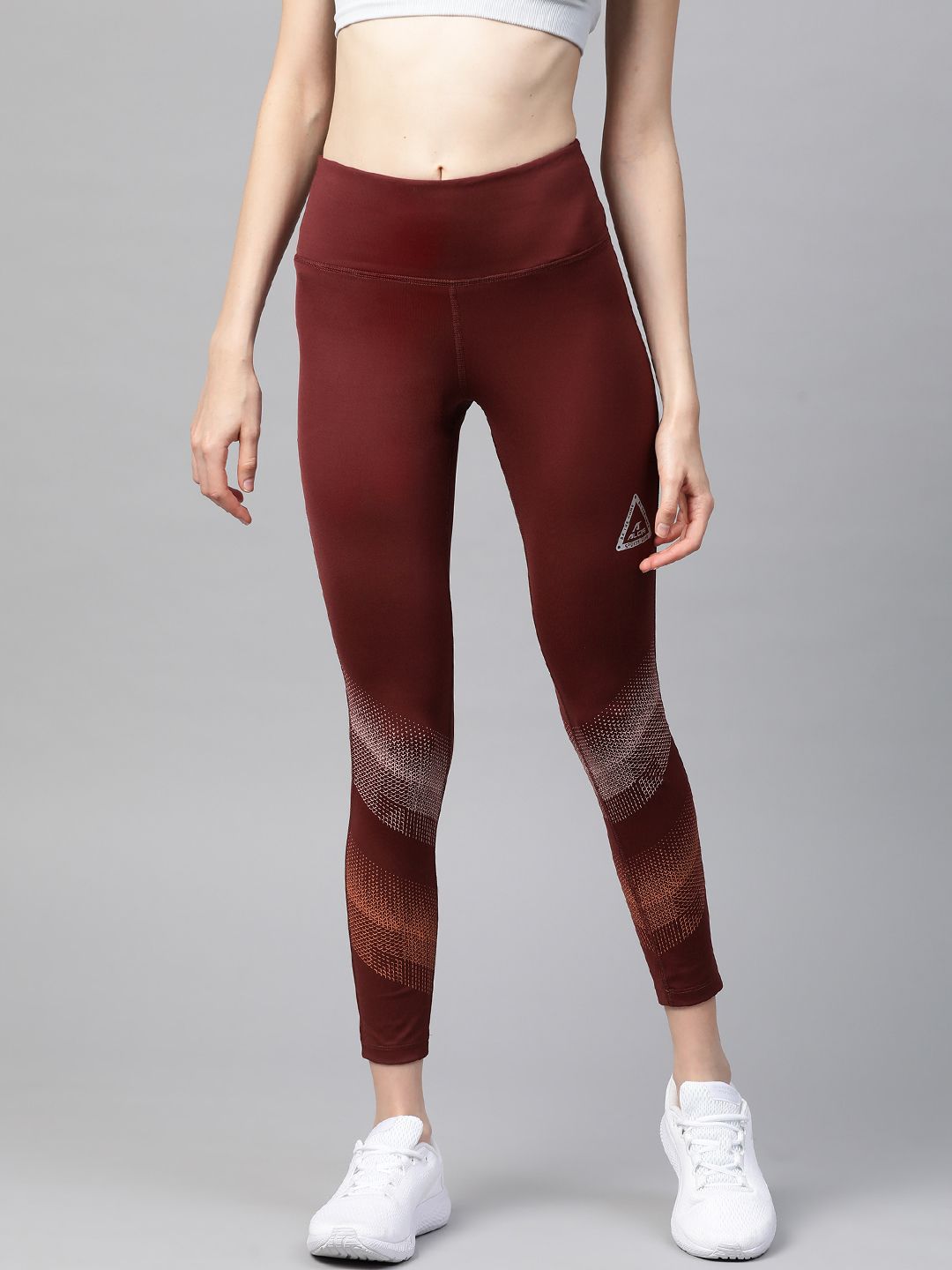 Alcis Women Maroon Printed Detail Cropped Tights Price in India