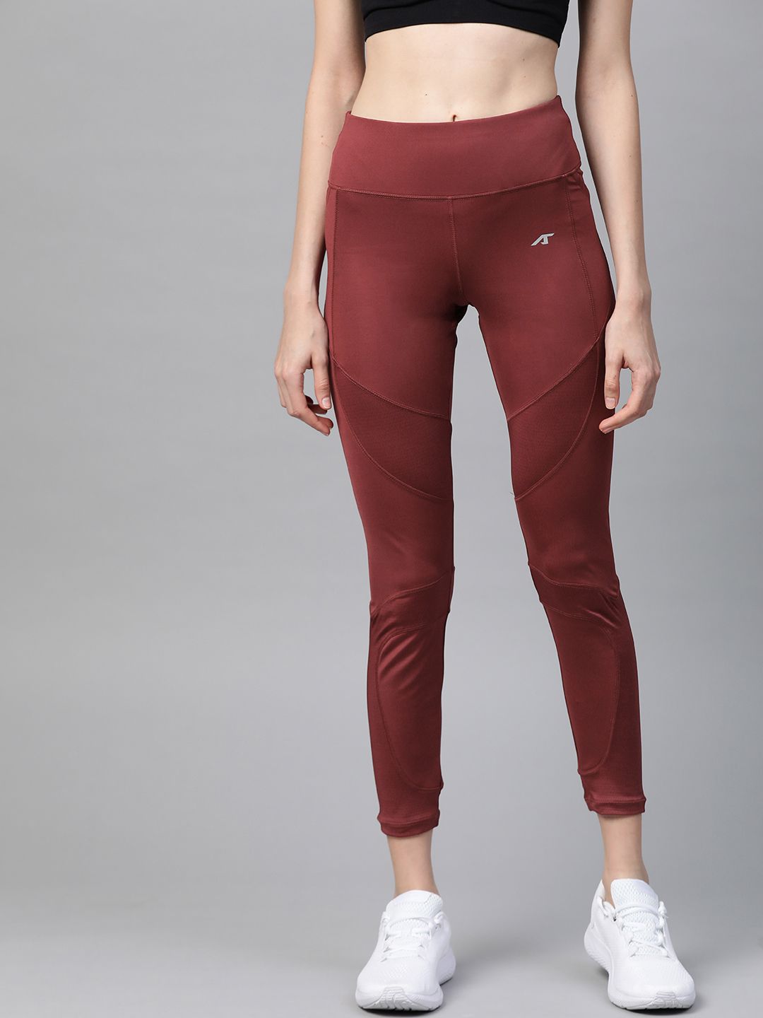 Alcis Women Burgundy Solid Cropped Tights Price in India