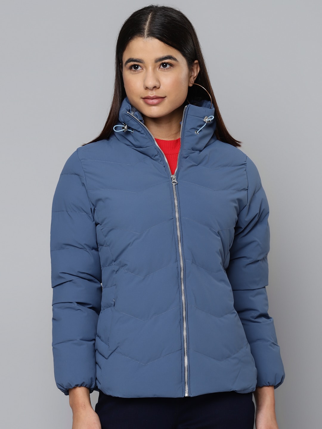 Fort Collins Women Blue Solid Puffer Jacket Price in India