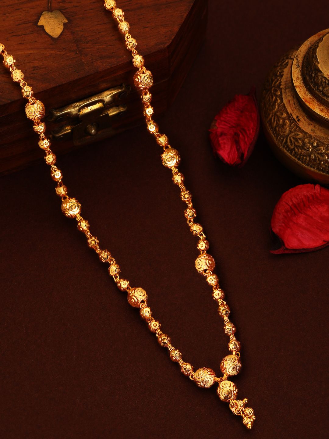 Rubans 22K Gold Plated Handcrafted Beaded Chain Necklace Price in India