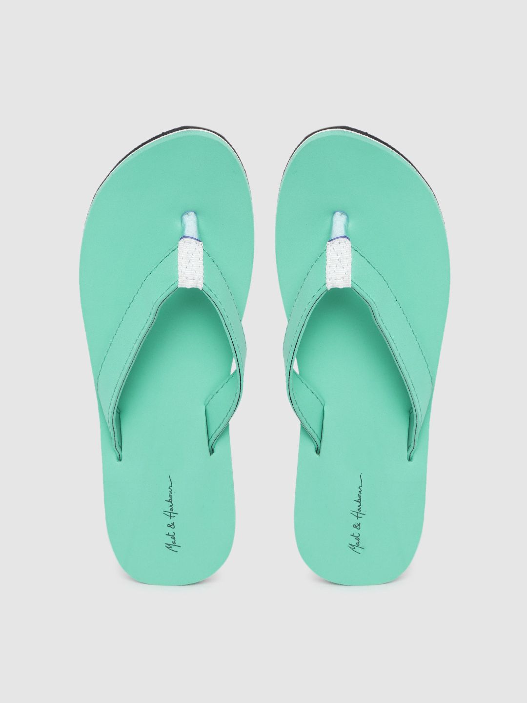 Mast & Harbour Women Sea Green Solid Thong Flip-Flops Price in India