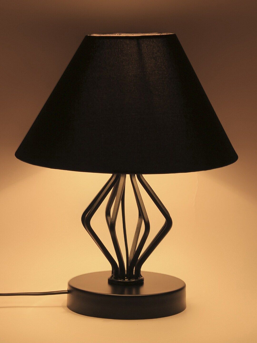 Devansh Black Solid Traditional Table Lamp Price in India