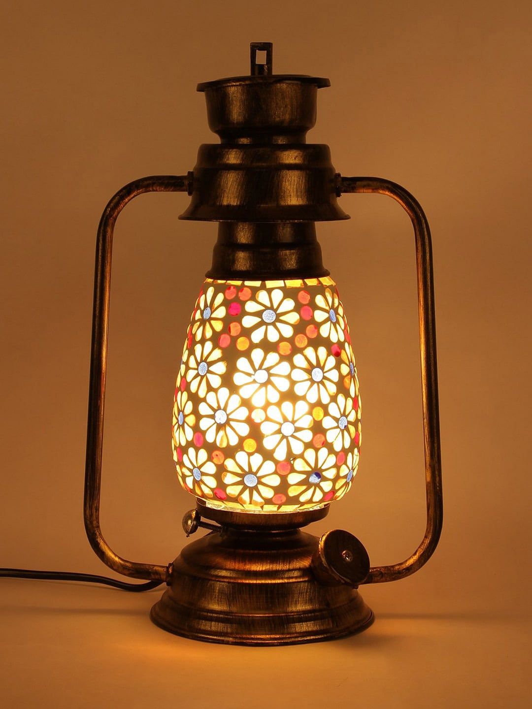 Devansh Multicoloured Textured Contemporary Table Lantern Price in India