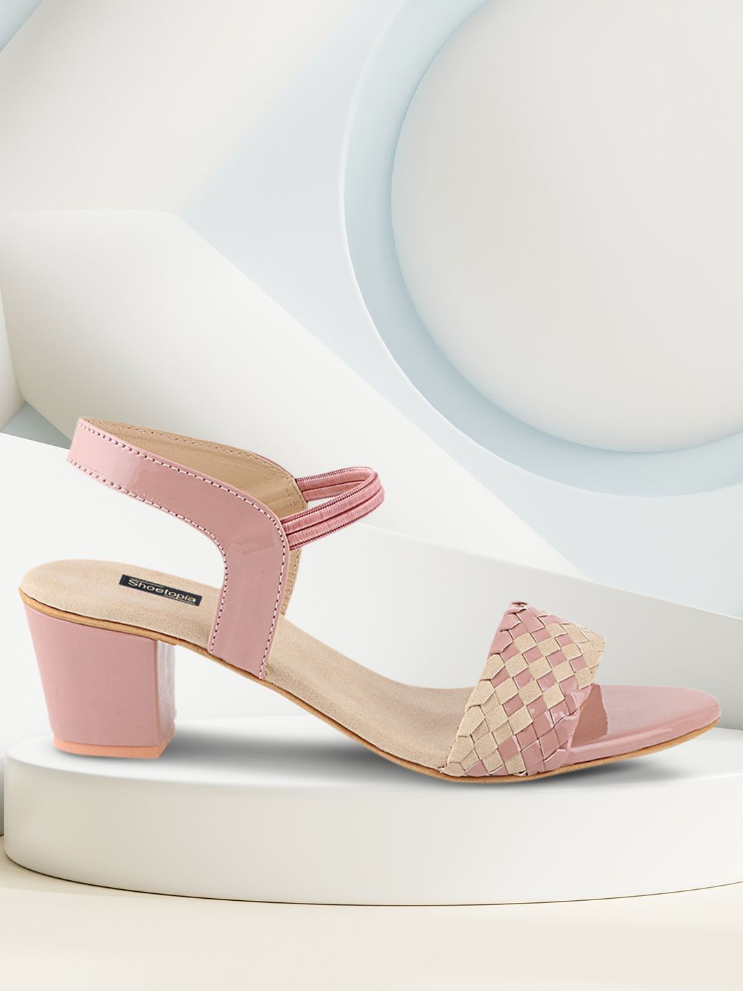 Shoetopia Women Pink Textured Block Heels Price in India