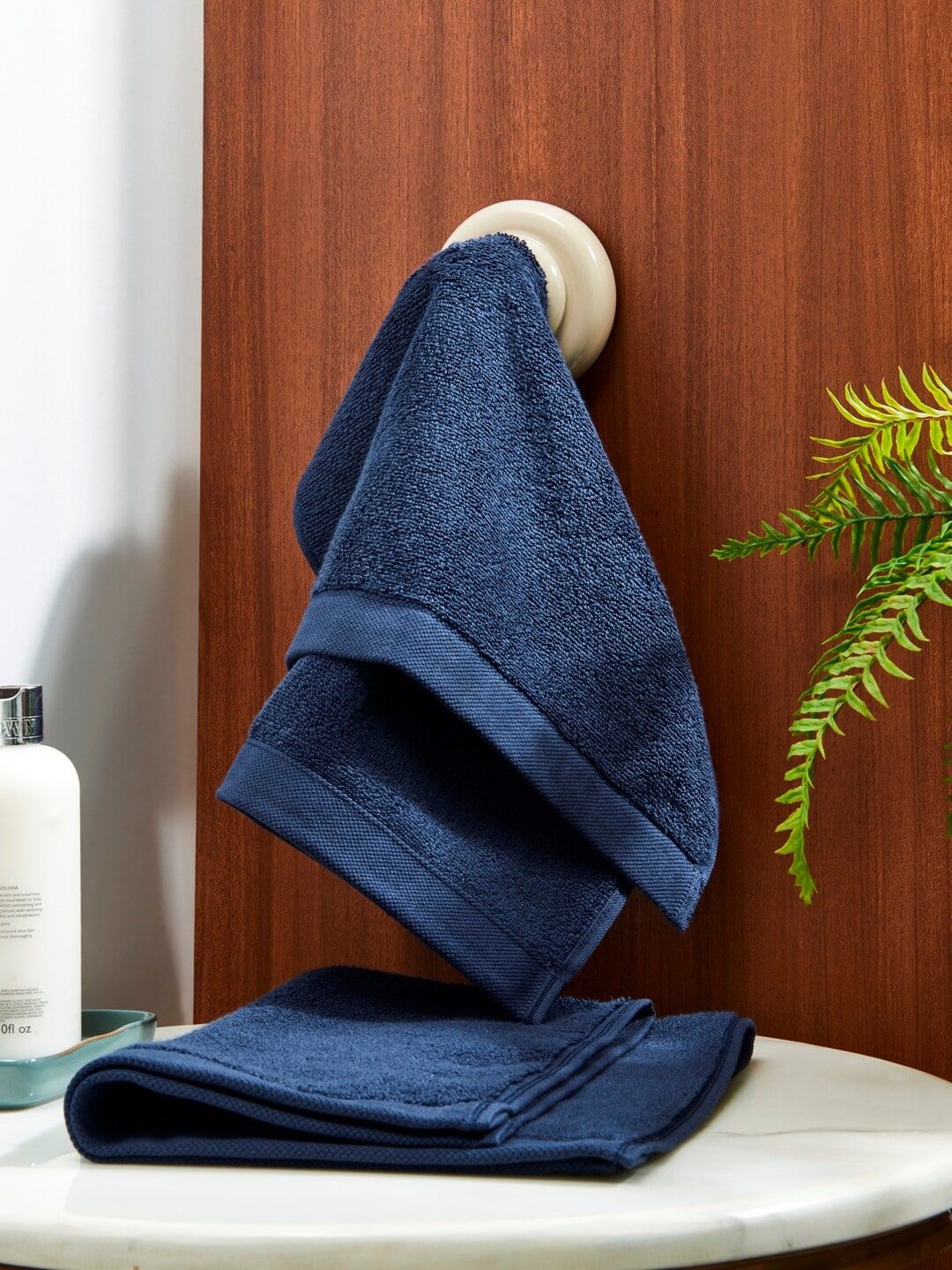 DDecor Unisex Set Of 2 Blue Solid 450 GSM Live Beautiful Hand Towels