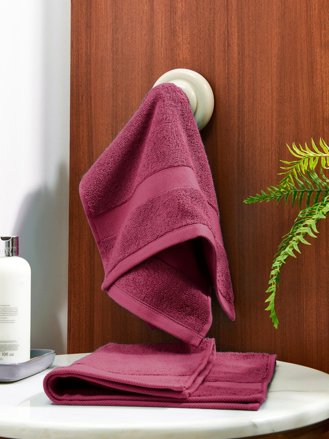 DDecor Unisex Set Of 2 Pink Solid 500 GSM Live Beautiful Hand Towels