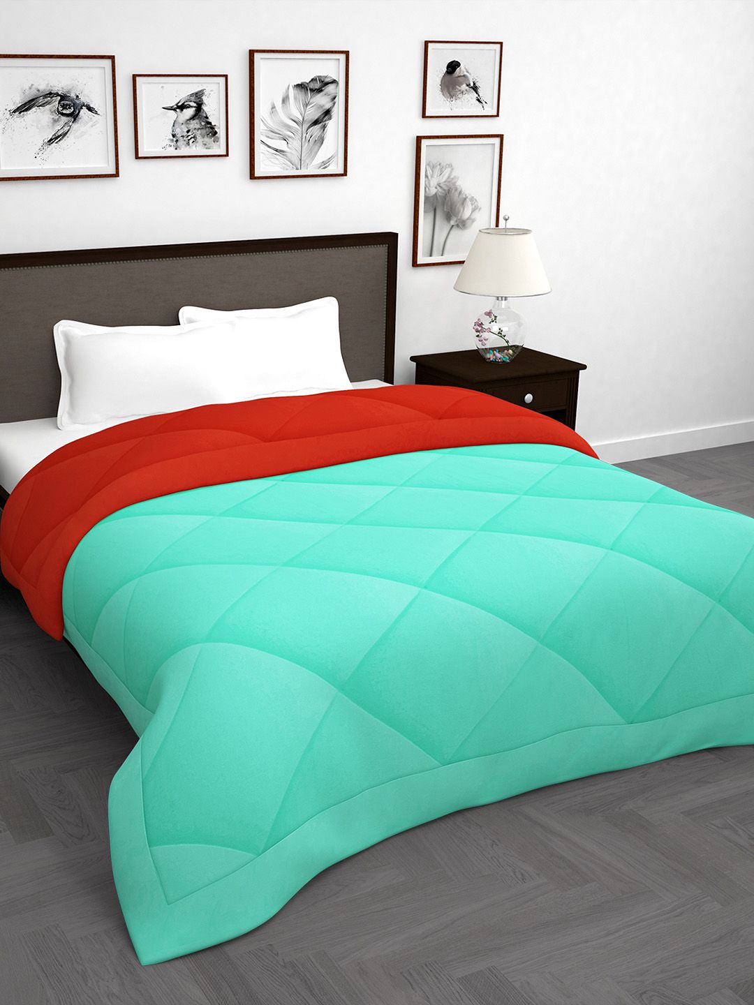 Story@home Green & Red Solid Mild Winter 200 GSM Reversible Double Bed Comforter Price in India