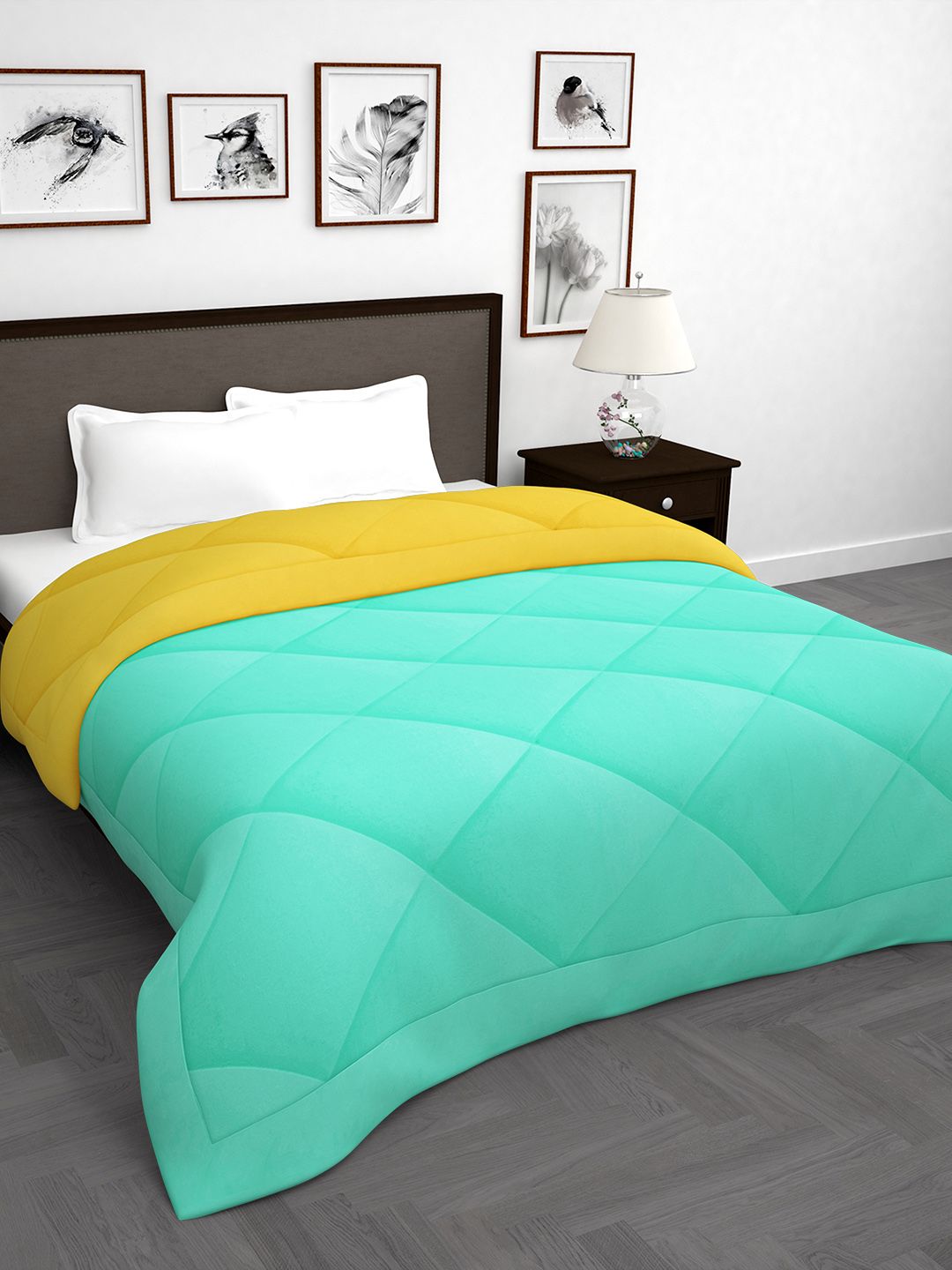 Story@home Green & Yellow Solid Mild Winter 200 GSM Double Bed Comforter Price in India