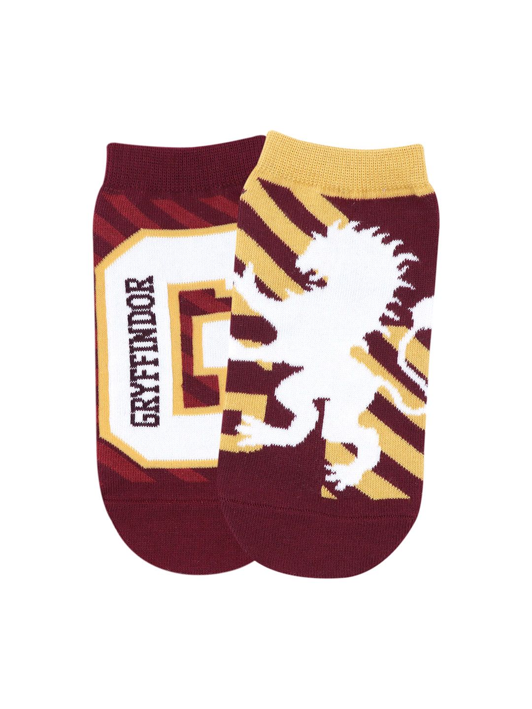 Balenzia Women Pack of 2 Maroon & Yellow Harry Potter Gryffindor Crest & Logo Ankle-Length Socks