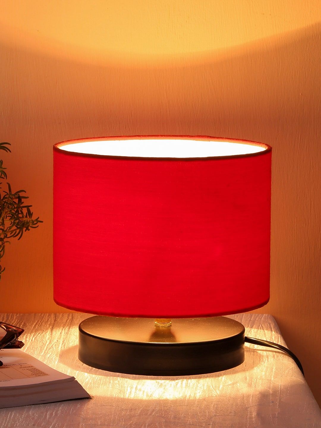 Devansh Red Solid Contemporary Cylindrical Table Lamp Price in India
