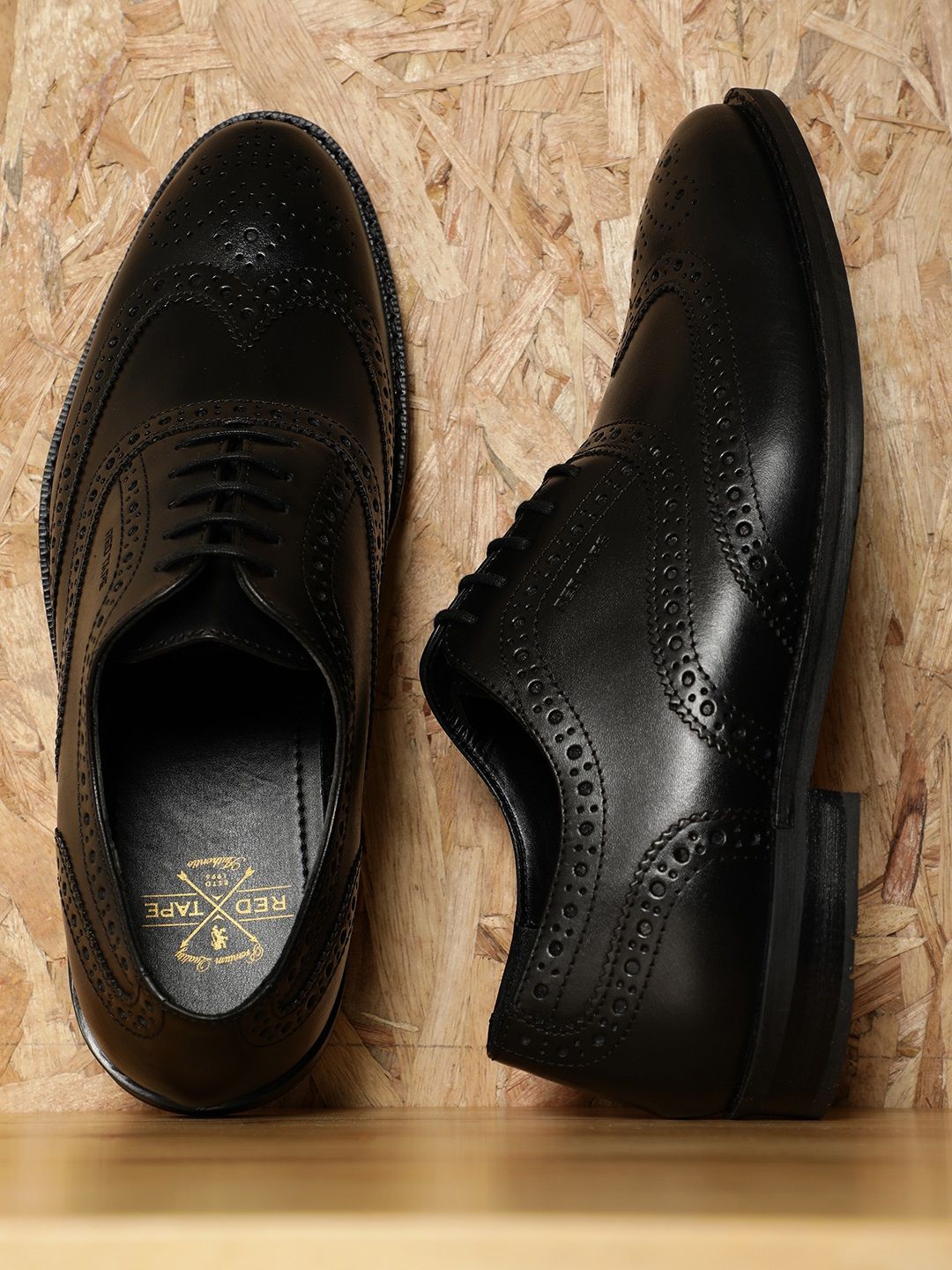 Red Tape Men Black Solid Leather Brogues Formal Shoes