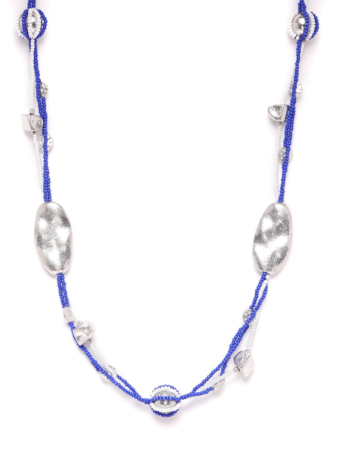 RICHEERA Women Blue Silver-Plated Artificial Beaded Multistranded Layered Necklace Price in India