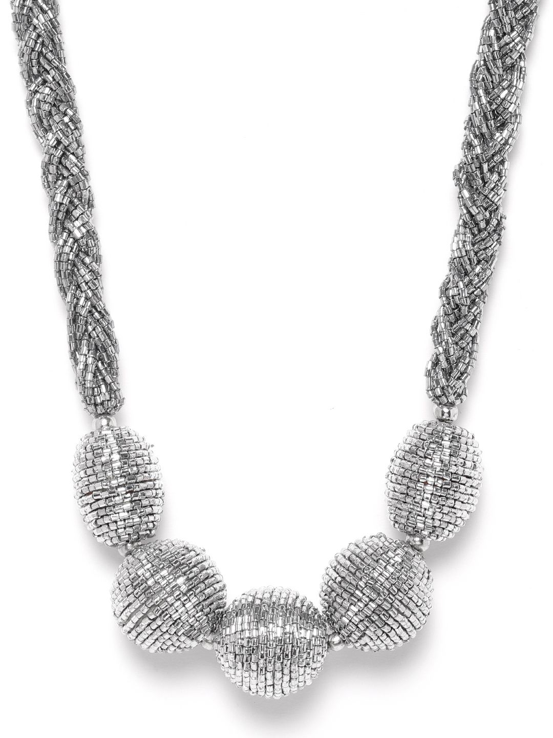 RICHEERA Women Silver-Plated Beaded Necklace Price in India