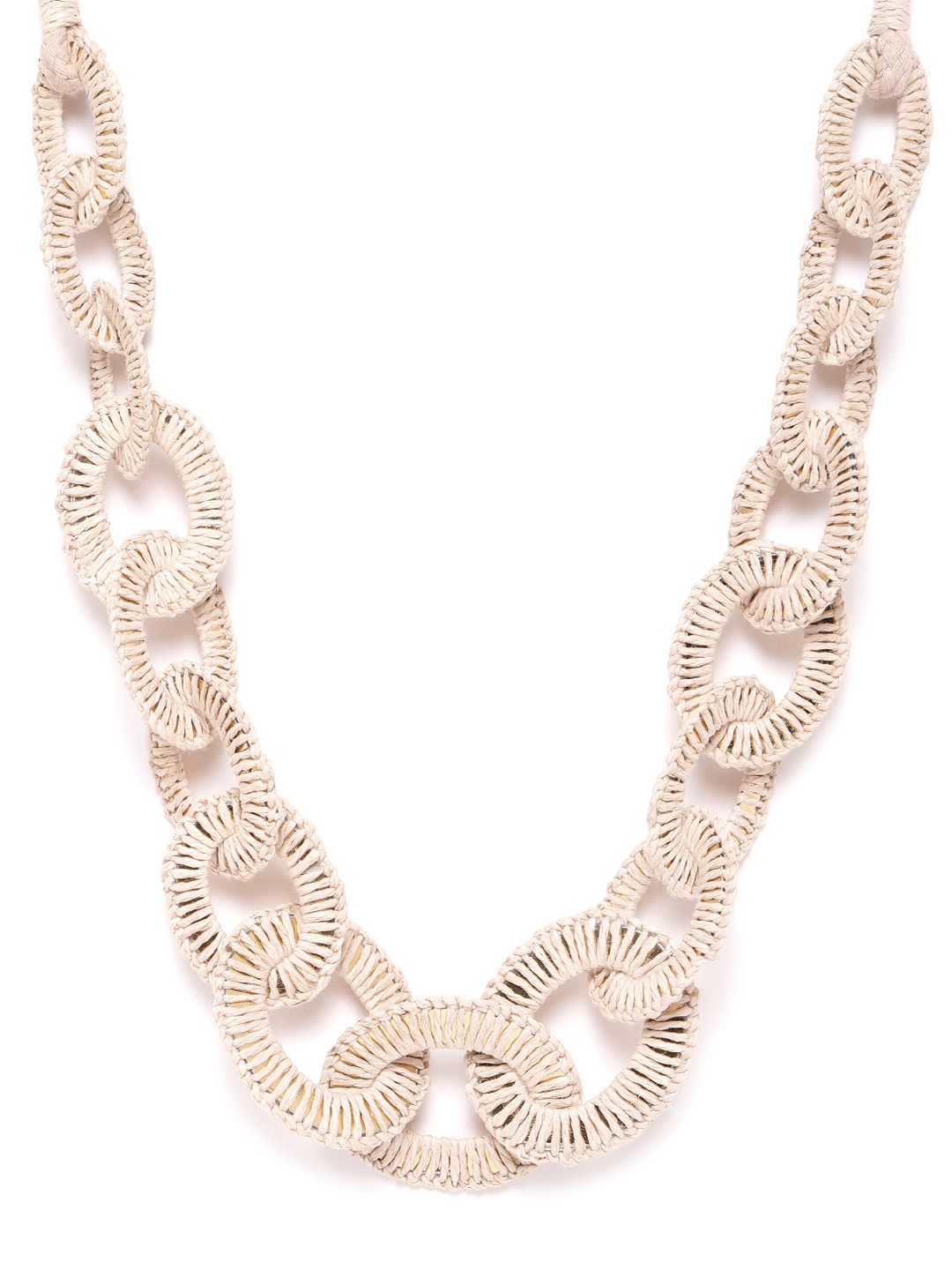 RICHEERA Women Beige & Gold-Toned Woven Design Necklace Price in India