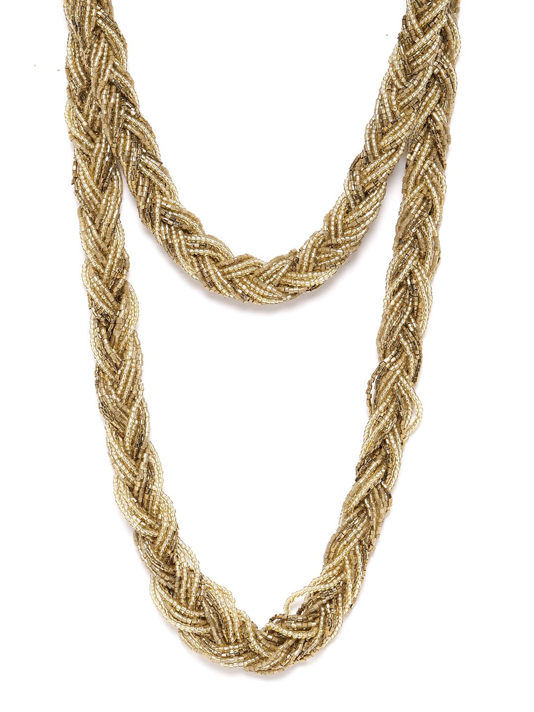 RICHEERA Women Gold-Plated Beaded Braided Layered Necklace Price in India