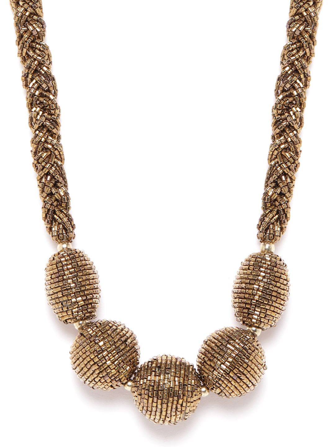 RICHEERA Women Antique Gold-Plated Artificial Beaded Spherical & Braided Necklace Price in India