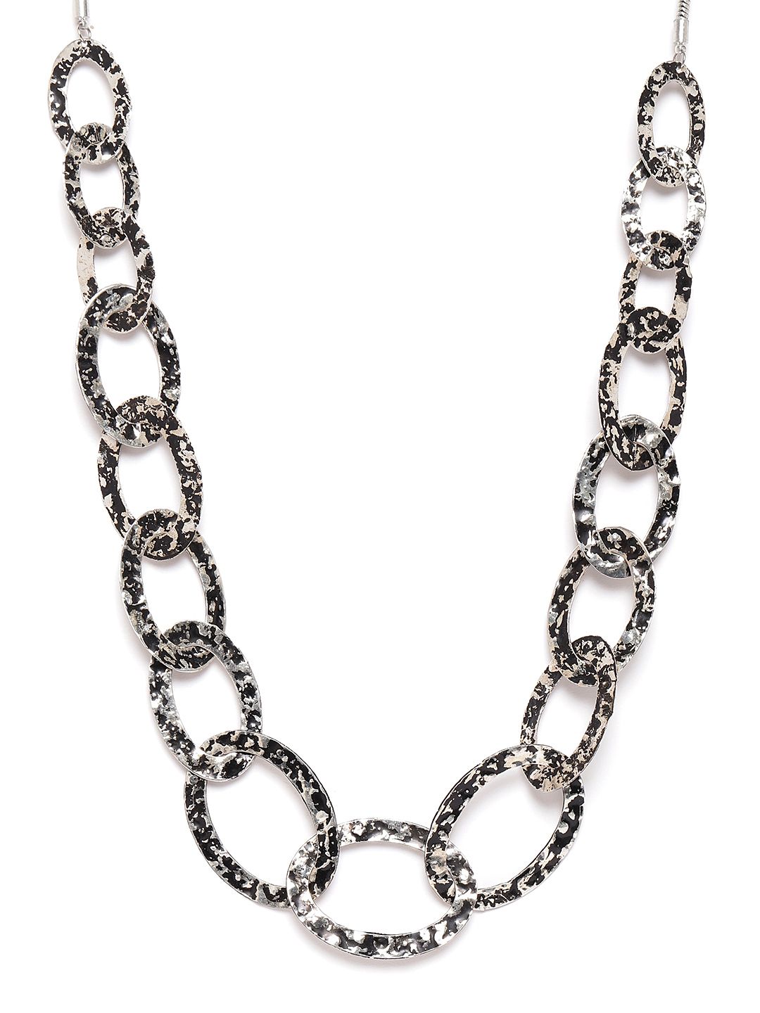 RICHEERA Women Black Silver-Plated Link Necklace Price in India