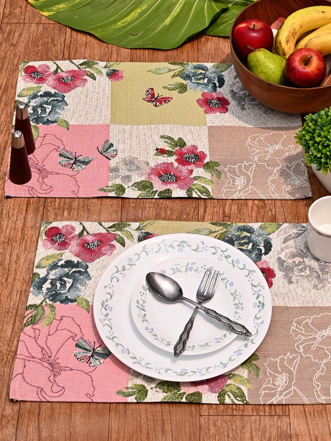 AVI Living Spring Dining Table Mats Set, Set of 6 and 1 Runner, Multicolor Price in India