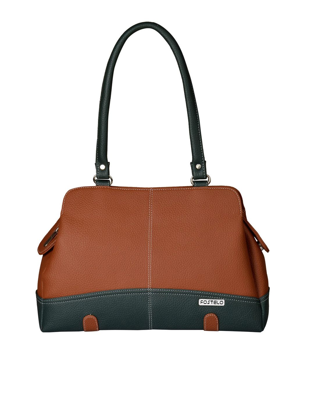 Fostelo Brown & Green Colourblocked Shoulder Bag Price in India