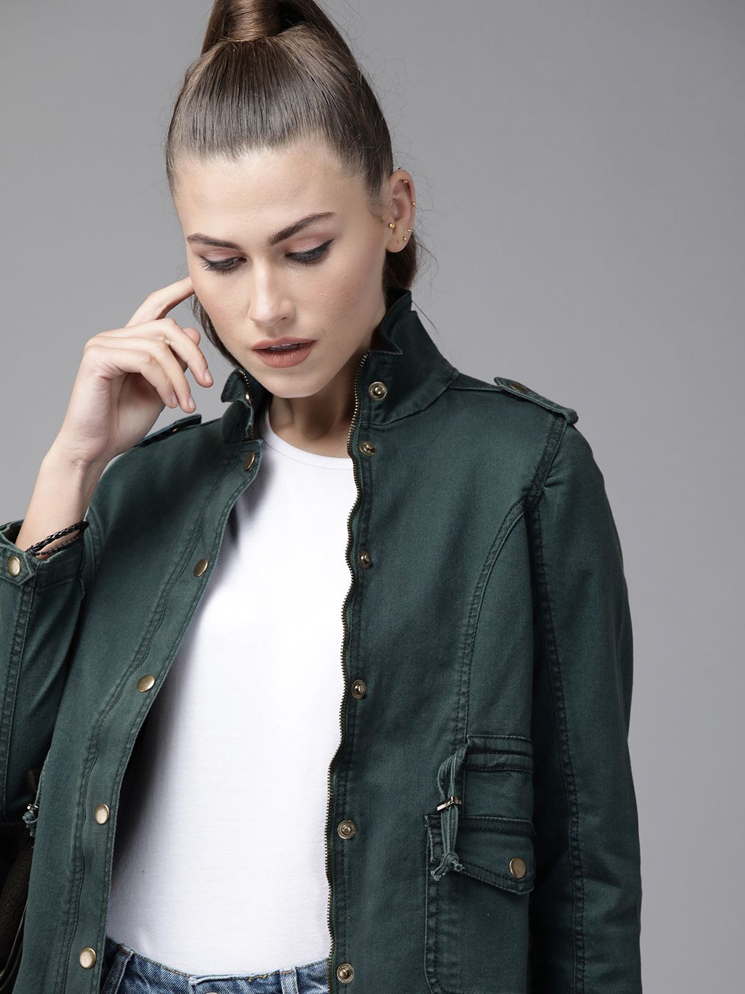 Roadster Women Green Solid Tailored Jacket Price in India
