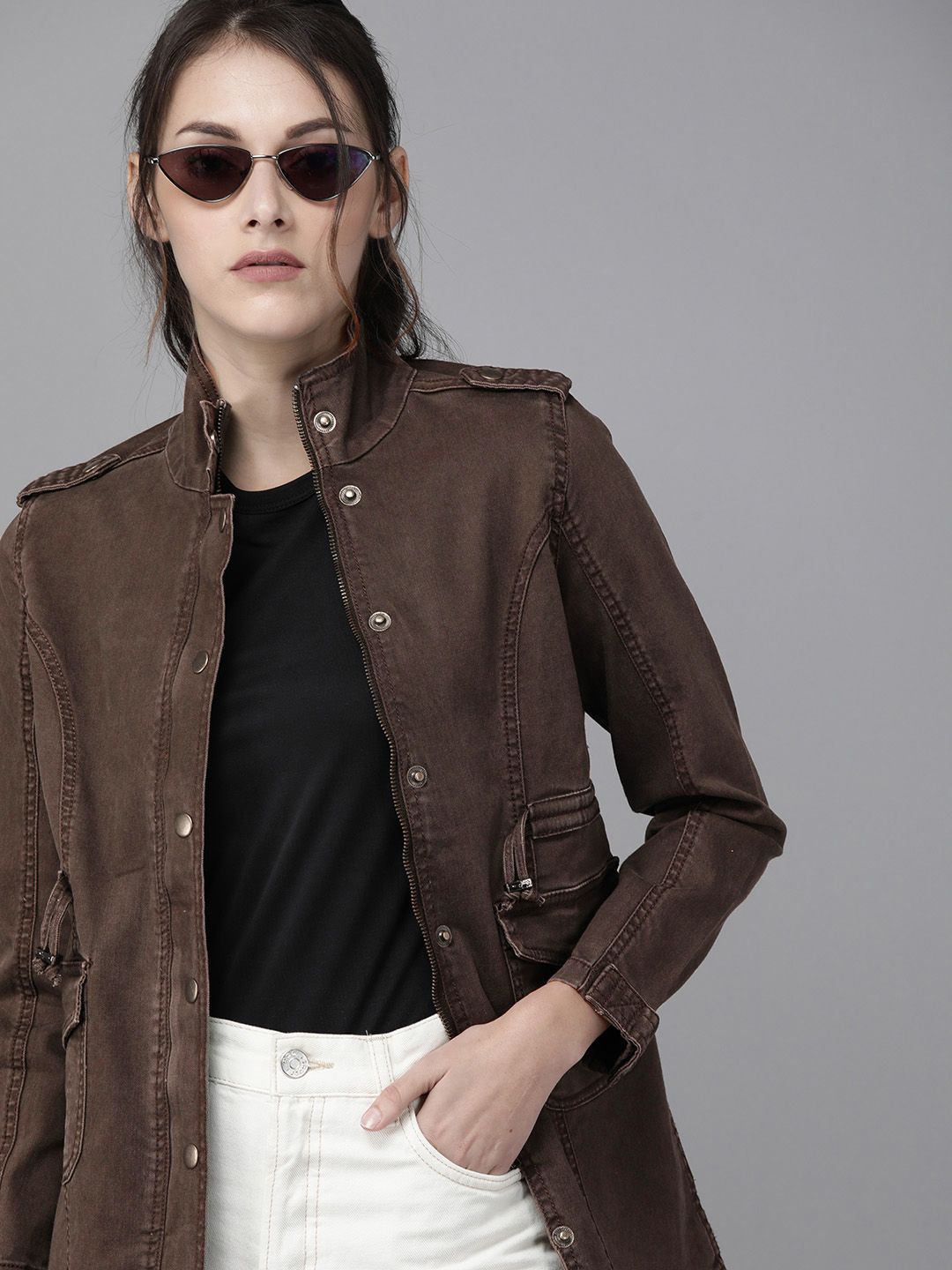 Roadster Women Coffee Brown Solid Tailored Jacket Price in India