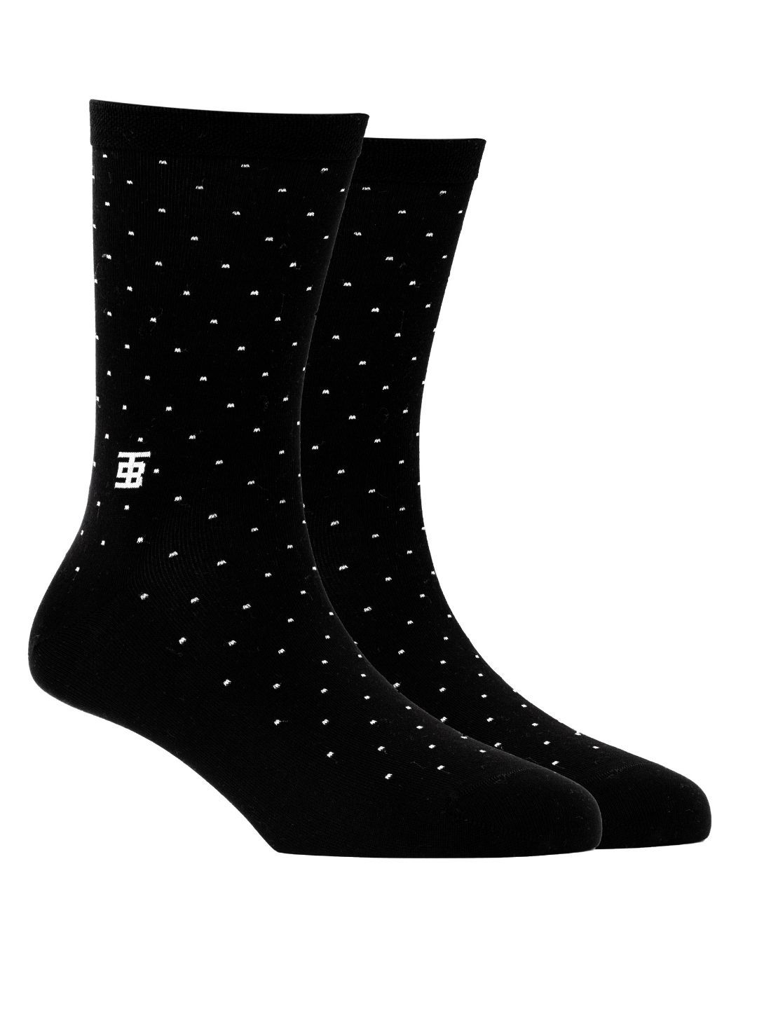 SockSoho Men Black & White Geometric Patterned Above Ankle-Length Socks