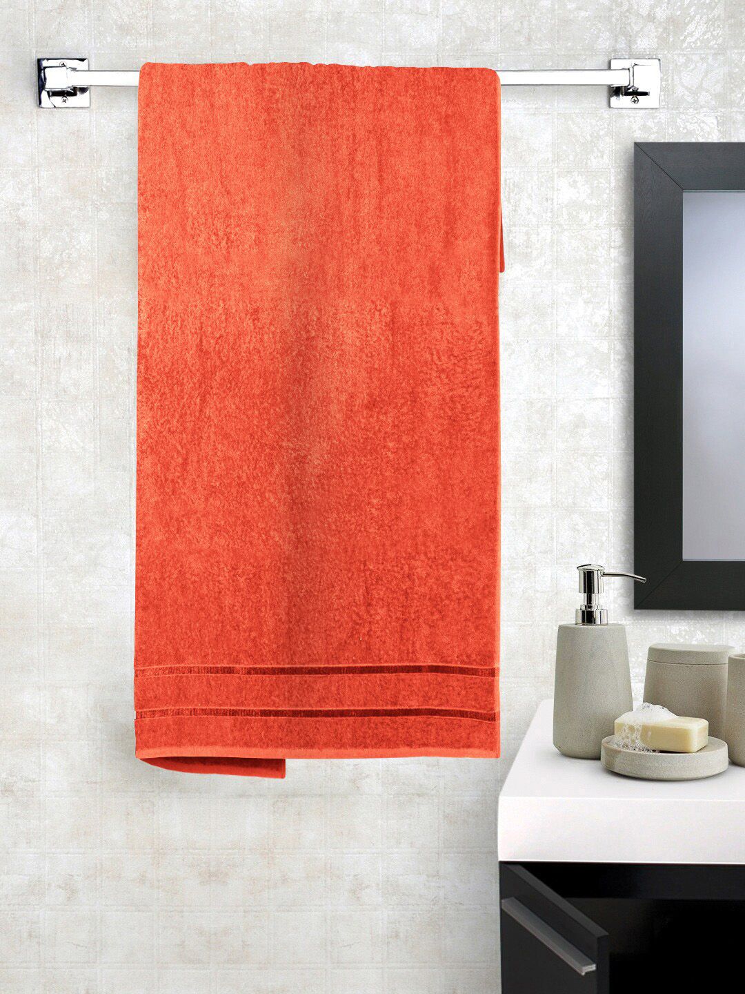 Story@home Orange Solid 450GSM Pure Cotton Medium Bath Towel Price in India