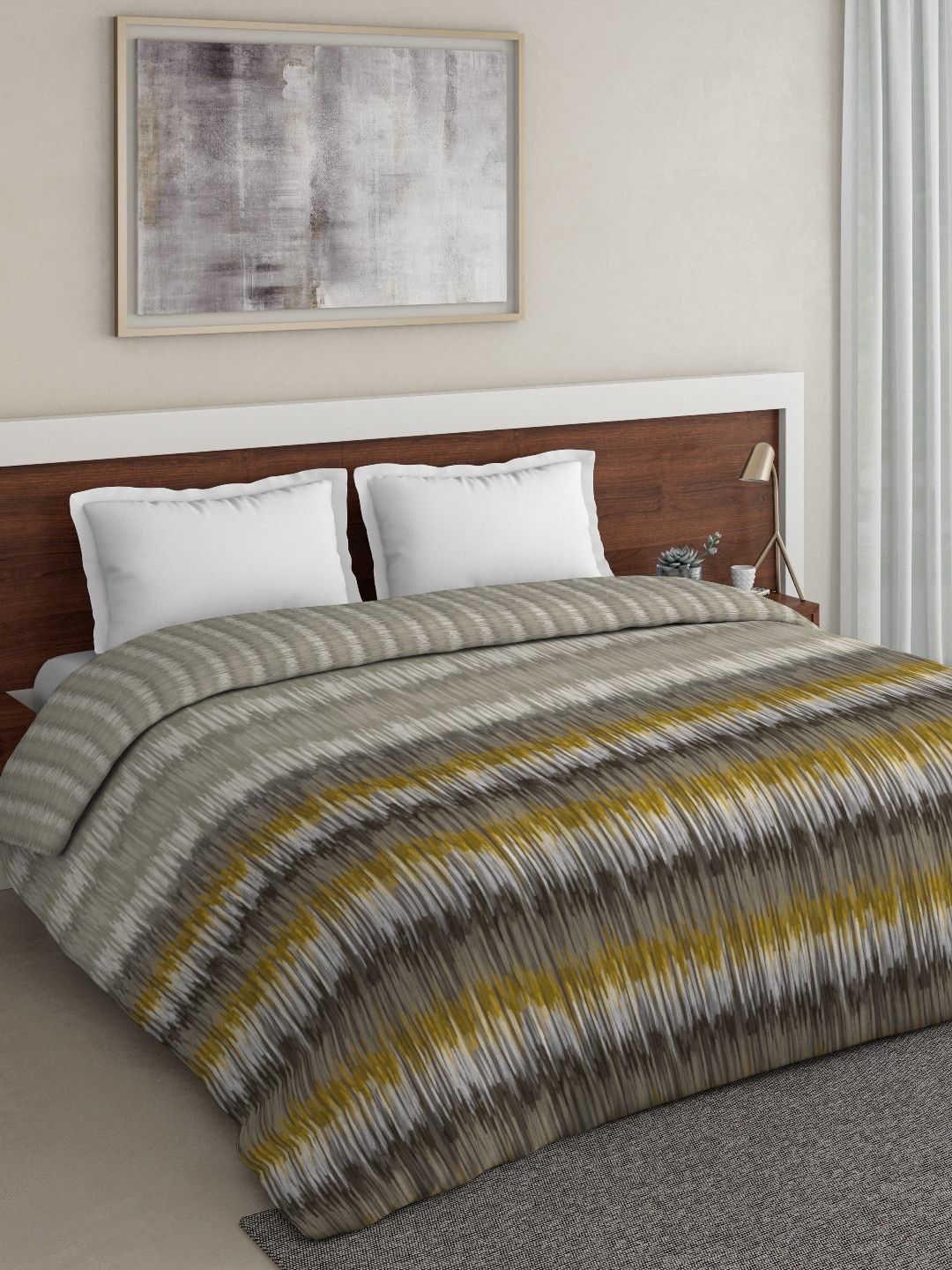 DDecor Grey Abstract Mild Winter 150 GSM Double Bed Comforter Price in India