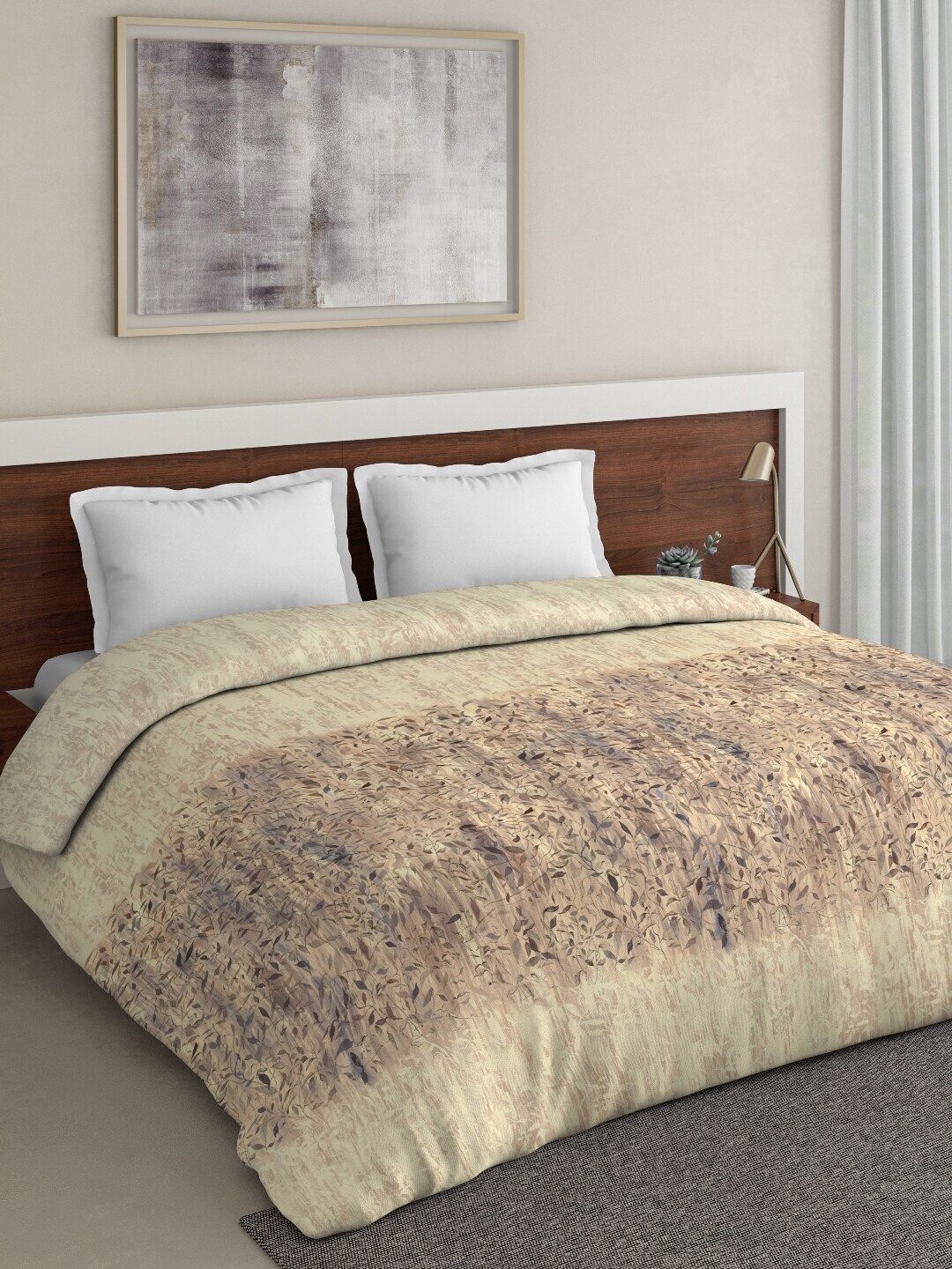 DDecor Beige Floral Mild Winter 150 GSM Double Bed Comforter Price in India
