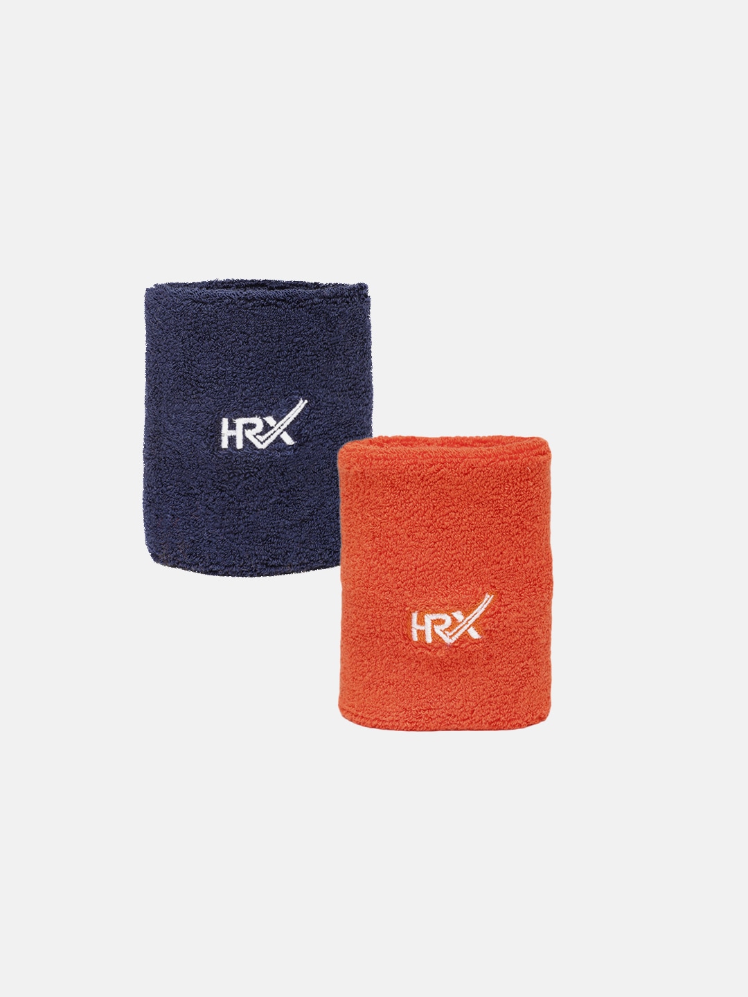 HRX by Hrithik Roshan Unisex Set of 2 Navy Blue & Orange Performance Wristbands Price in India