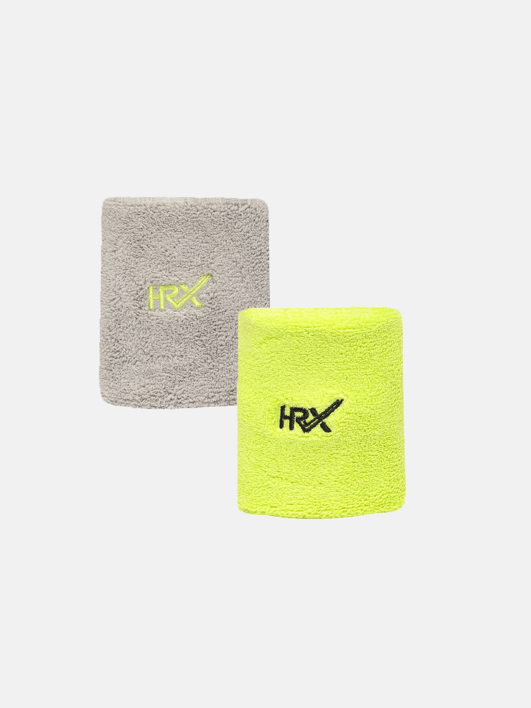 HRX by Hrithik Roshan Unisex Set of 2 Grey & Flourescent Yellow Performance Wristbands Price in India