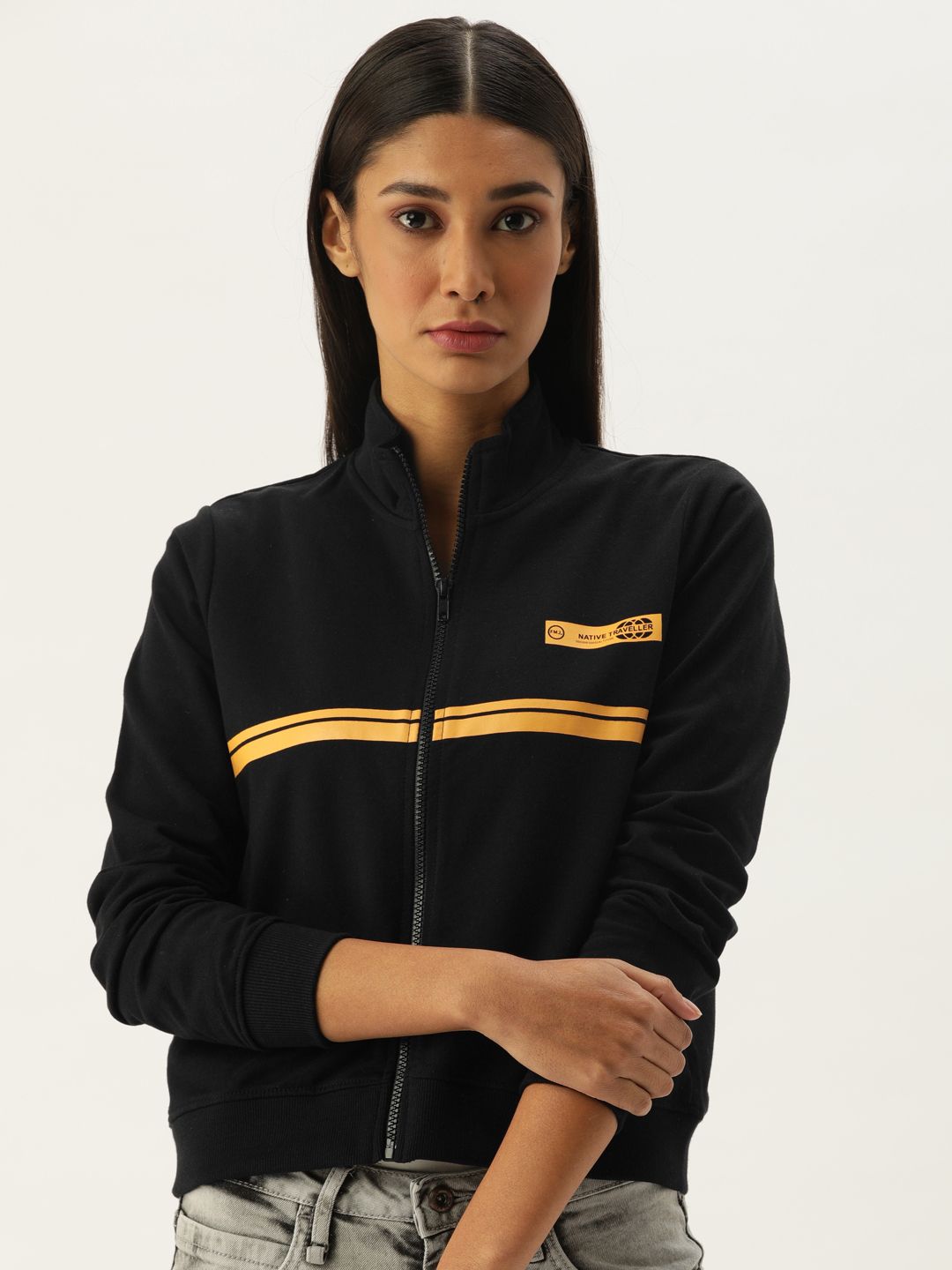 Flying Machine Women Black Solid Sweatshirt Price in India