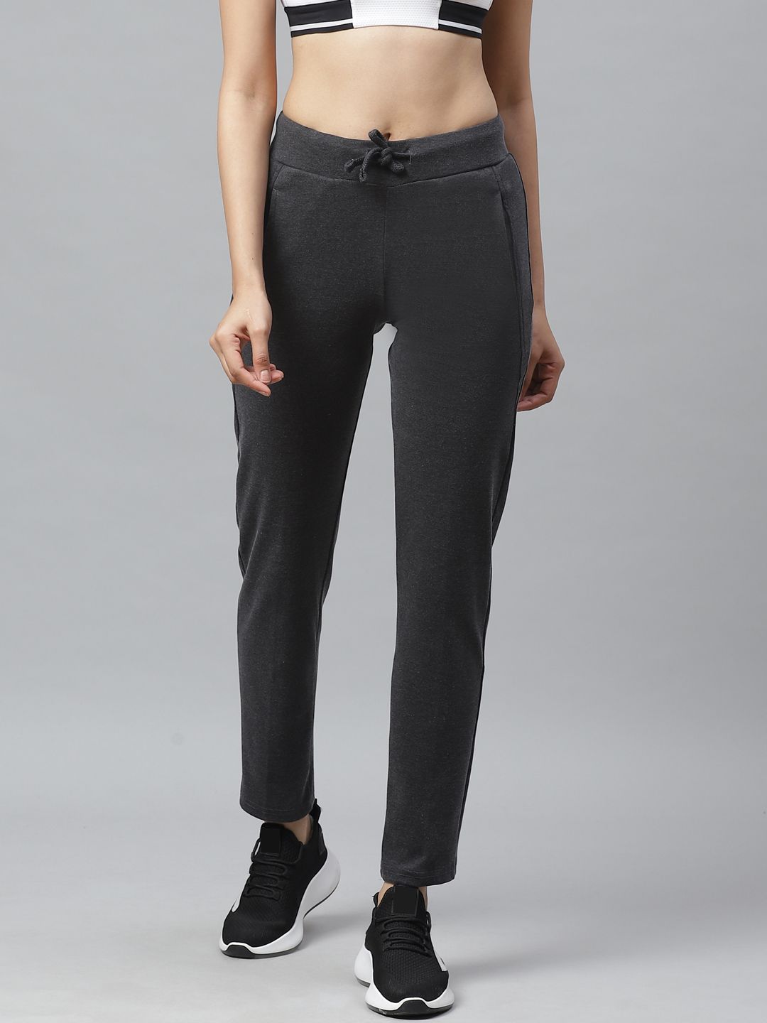 Cayman Women Charcoal Grey Solid Track Pants Price in India